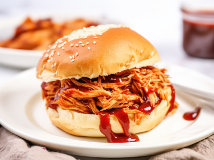 Burger s trhaným masem a BBQ omáčkou